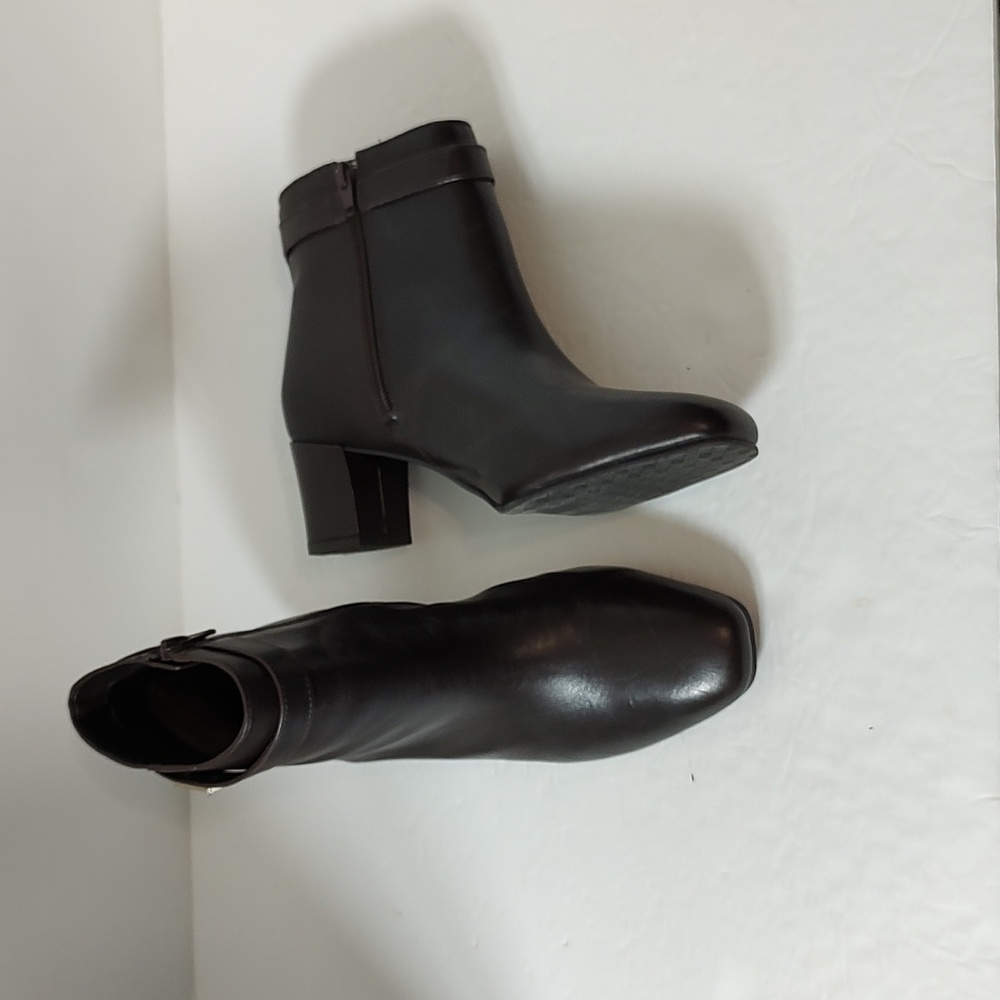 Brown Leather Antonio Melani Ankle Boots w/Side Zipper sz 8.5